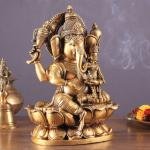 Pure Brass Shakti Ganesha | 10.5" x 8" x 4.5" | 4.870 kg | Divine Energy Form | Siddhi Bestowing Art | Sacred Hindu Statue | Jaipurio